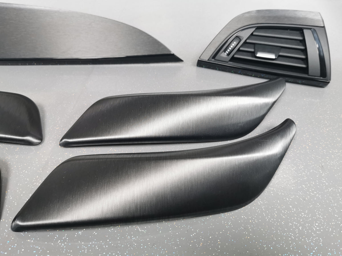 BMW F20 F21 F22 INTERIOR TRIM SET - GREY BRUSHED ALUMINIUM / GLOSS BLACK ACCENT