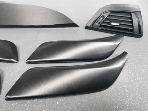 BMW F20 F21 F22 INTERIOR TRIM SET - GREY BRUSHED ALUMINIUM / GLOSS BLACK ACCENT (#8)