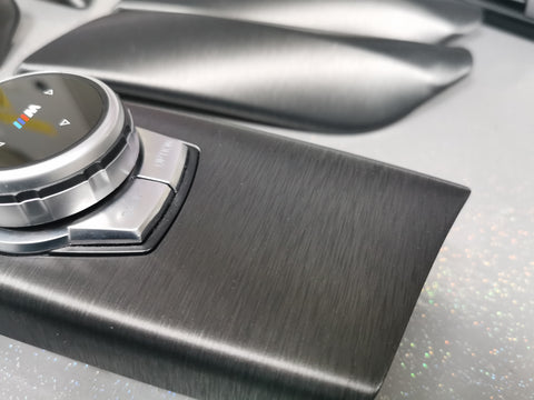BMW F20 F21 F22 INTERIOR TRIM SET - GREY BRUSHED ALUMINIUM / GLOSS BLACK ACCENT (#8)