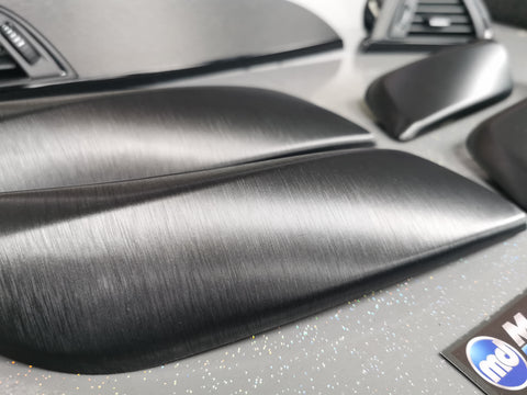 BMW F20 F21 F22 INTERIOR TRIM SET - GREY BRUSHED ALUMINIUM / GLOSS BLACK ACCENT (#8)