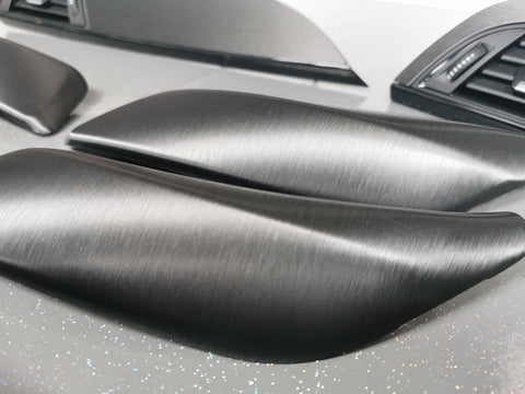 BMW F20 F21 F22 INTERIOR TRIM SET - GREY BRUSHED ALUMINIUM / GLOSS BLACK ACCENT (#8)
