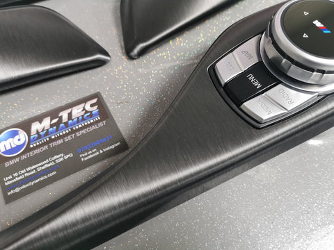 BMW F20 F21 F22 INTERIOR TRIM SET - GREY BRUSHED ALUMINIUM / GLOSS BLACK ACCENT (#8)
