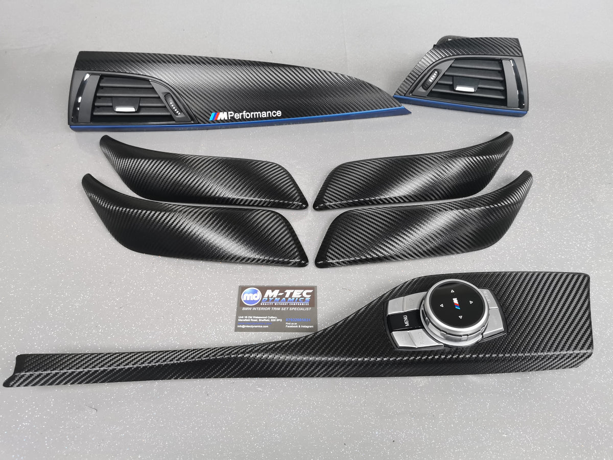 BMW F20 INTERIOR TRIM SET - TEXTURED CARBON / BLUE ACCENT