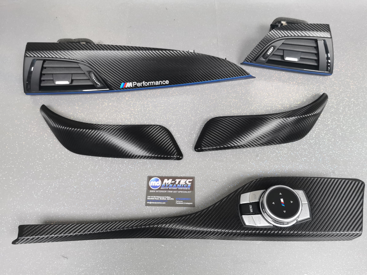 BMW F21 F22 INTERIOR TRIM SET - TEXTURED CARBON / BLUE ACCENT