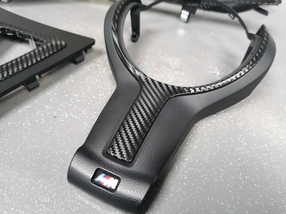 WRAPPING SERVICE - BMW F2X INTERIOR TRIM SET - TEXTURED CARBON / BLUE ACCENT - F20 F21 F22 F23