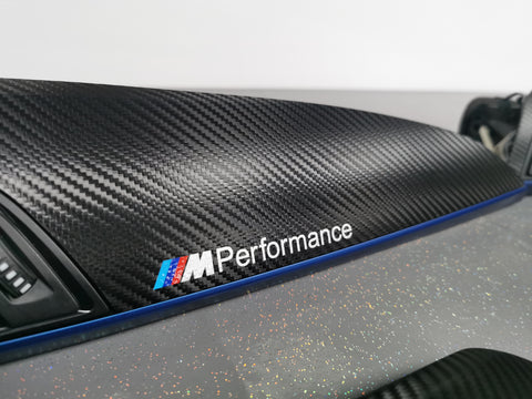 WRAPPING SERVICE - BMW F2X INTERIOR TRIM SET - DEEP TEXTURED GLOSSY CARBON / BLUE ACCENT (MTD-TEX) - F20 F21 F22 F23