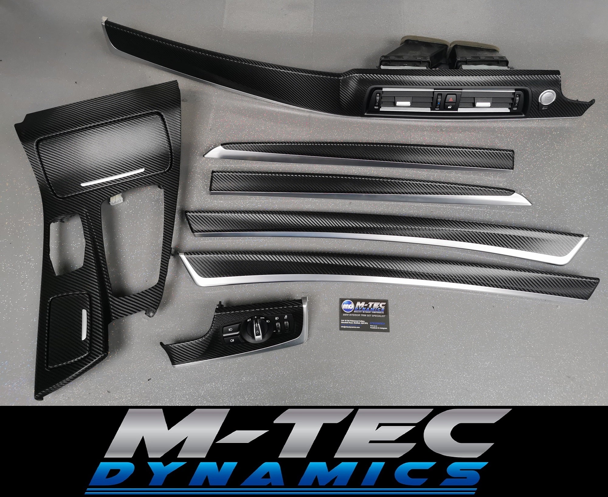 BMW F10 F11 AUTO INTERIOR TRIM SET - DEEP TEXTURED GLOSSY BLACK CARBON (MTD-TEX)