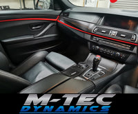 BMW F10 F11 AUTO INTERIOR TRIM SET - TEXTURED GLOSSY BLACK CARBON / RED ACCENT (MTD-TEX)