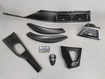 BMW F82 M4 DCT COUPE INTERIOR TRIM SET - TEXTURED GLOSSY CARBON inc GEAR SHIFTER & LEATHER (MTD-TEX)