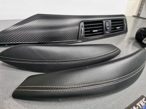 BMW F83 M4 DCT CONVERTIBLE INTERIOR TRIM SET - TEXTURED GLOSSY CARBON inc GEAR SHIFTER & LEATHER (MTD-TEX)