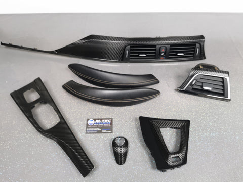 BMW F83 M4 DCT CONVERTIBLE INTERIOR TRIM SET - TEXTURED GLOSSY CARBON inc GEAR SHIFTER & LEATHER (MTD-TEX)