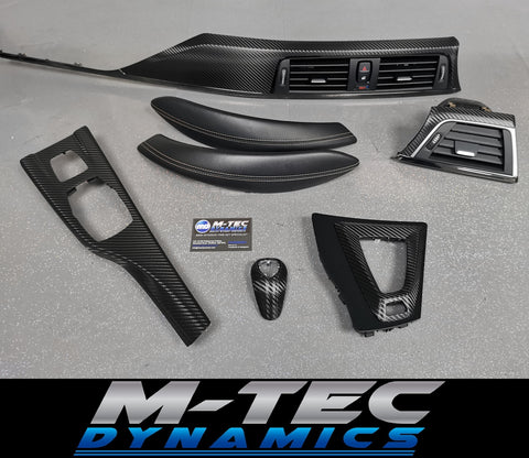 BMW F83 M4 DCT CONVERTIBLE INTERIOR TRIM SET - TEXTURED GLOSSY CARBON inc GEAR SHIFTER & LEATHER (MTD-TEX)