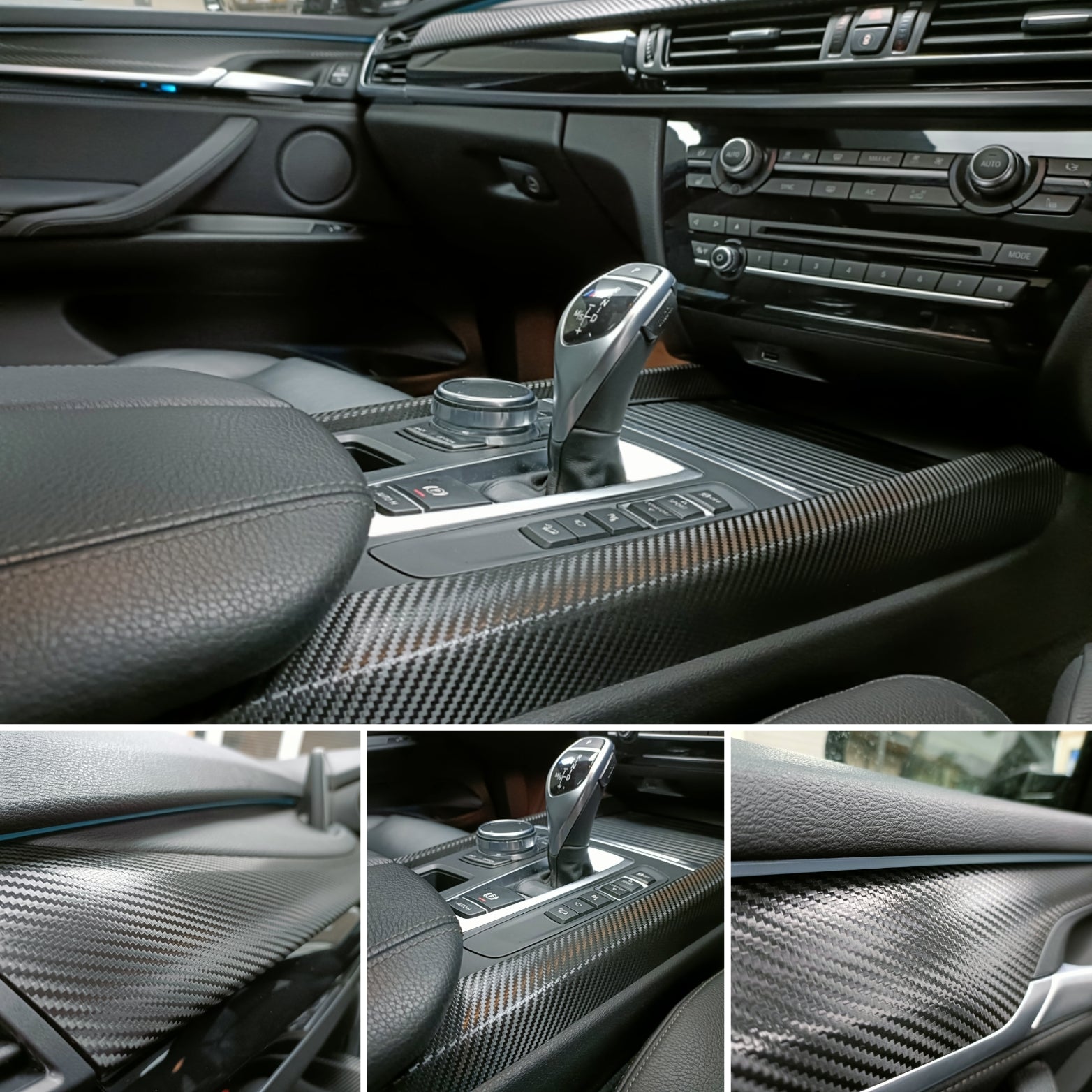 BMW X5 F15 INTERIOR TRIM SET WRAPPING SERVICE - DEEP TEXTURED GLOSSY BLACK CARBON