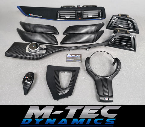 BMW F20 F21 F22 F23 LCI-2 CUSTOM INTERIOR TRIM SET - 4D CARBON / BLUE ACCENT - WRAPPING SERVICE