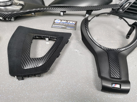 BMW F20 F21 F22 F23 LCI-2 CUSTOM INTERIOR TRIM SET - 4D CARBON / BLUE ACCENT - WRAPPING SERVICE