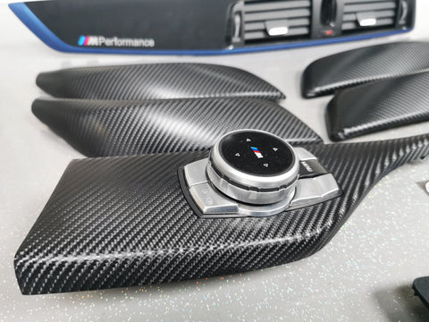 BMW F20 F21 F22 F23 LCI-2 CUSTOM INTERIOR TRIM SET - 4D CARBON / BLUE ACCENT - WRAPPING SERVICE