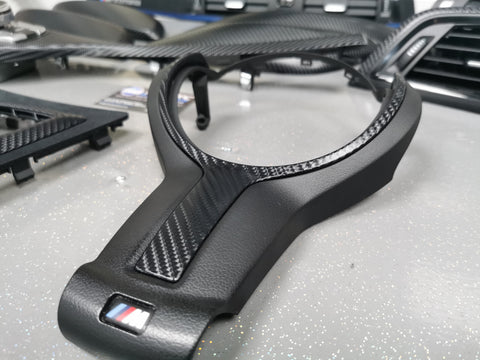 BMW F20 F21 F22 F23 LCI-2 CUSTOM INTERIOR TRIM SET - 4D CARBON / BLUE ACCENT - WRAPPING SERVICE