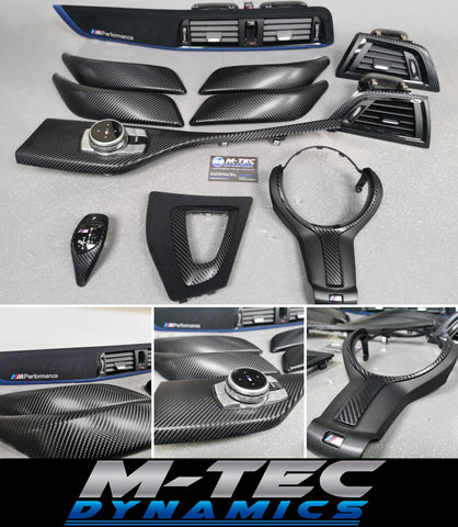 BMW F20 F21 F22 F23 LCI-2 CUSTOM INTERIOR TRIM SET - 4D CARBON / BLUE ACCENT - WRAPPING SERVICE