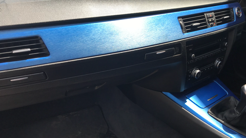 WRAPPING SERVICE - BMW E90 E91 E92 E93 INTERIOR TRIM SET - BLUE BRUSHED STEEL