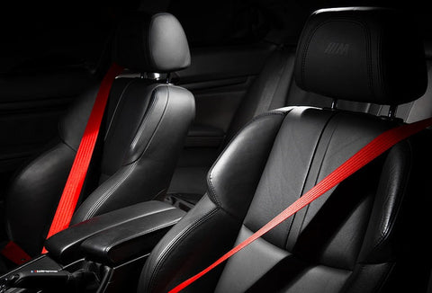 BMW 1 SERIES F20 5DR HATCH RED FRONT SEAT BELT SET M Tec Dynamics