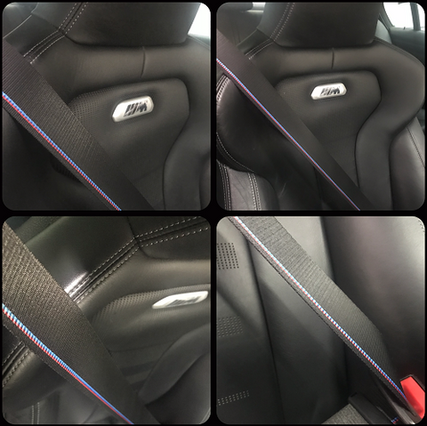 BMW E36 M3 CUSTOM M4 GTS COMPETITION STYLE TRI-COLOUR FRONT SEAT BELT SET