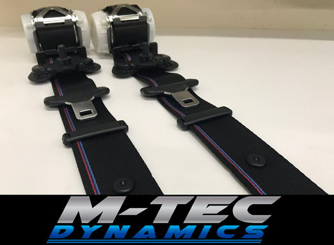 BMW E36 M3 CUSTOM M4 GTS COMPETITION STYLE TRI-COLOUR FRONT SEAT BELT SET