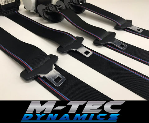 BMW E36 M3 CUSTOM M4 GTS COMPETITION STYLE TRI-COLOUR FRONT SEAT BELT SET