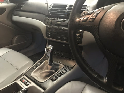 BMW E46 COUPE BLACK 4D CARBON TRIM SET INC STEERING TRIM