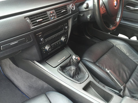 LHD For BMW 3 Series E90 2005 - 2012 ABS Carbon Fiber Texture Interior  Center Console Dashboard Panel Cover Trim Strip