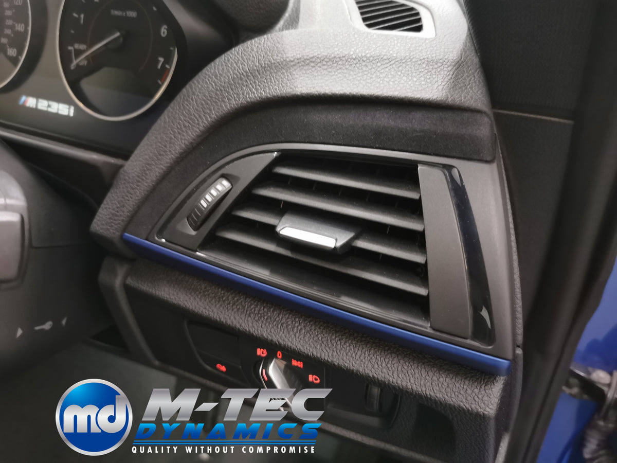 WRAPPING SERVICE - BMW F20 F21 F22 F23 CUSTOM INTERIOR TRIM SET - 4D CARBON / ALCANTARA / BLUE ACCENT