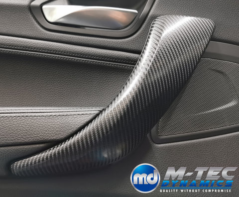 BMW F20 F21 F22 F23 CUSTOM INTERIOR TRIM SET - WRAPPING SERVICE - 4D CARBON / ALCANTARA / BLUE ACCENT