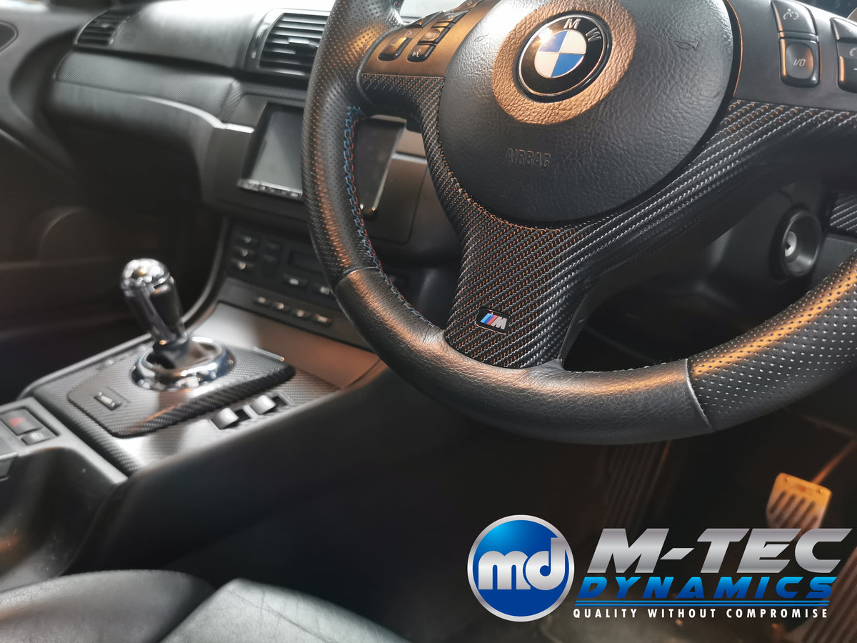 REMOVAL, WRAP & REFIT SERVICE - BMW E46 COUPE / CONVERTIBLE INTERIOR TRIM SET - BLACK 4D GLOSSY CARBON