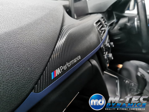 BMW F30 F31 F36 F82 INTERIOR TRIM SET - 4D CARBON / BLUE ACCENT