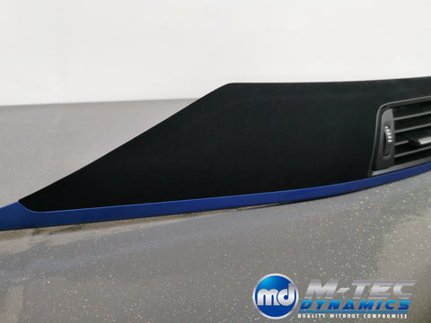 BMW F32 F82 M4 CUSTOM INTERIOR TRIM SET - 4D CARBON / ALCANTARA STYLE  / BLUE ACCENT