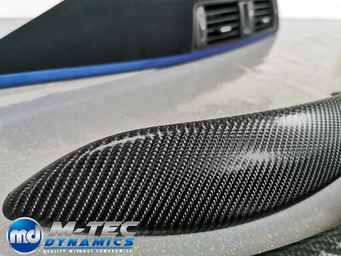 BMW F30 F31 F36 F80 M3 CUSTOM INTERIOR TRIM SET - 4D CARBON / ALCANTARA STYLE  / BLUE ACCENT