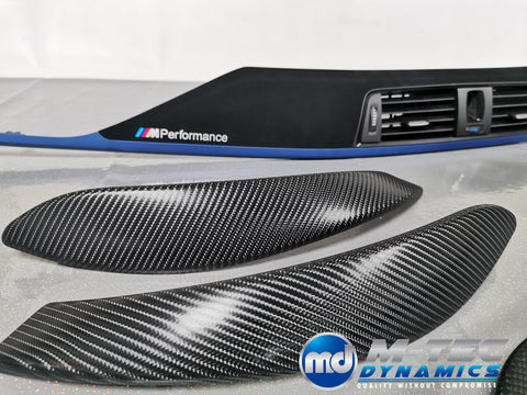 BMW F32 F82 M4 CUSTOM INTERIOR TRIM SET - 4D CARBON / ALCANTARA STYLE  / BLUE ACCENT