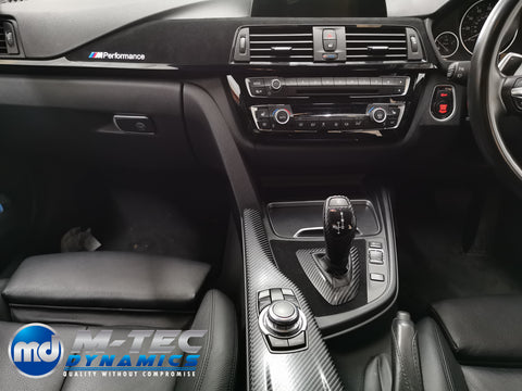 WRAPPING SERVICE - BMW F3X F8X CUSTOM INTERIOR TRIM SET - ALCANTARA / GLOSS BLACK / 4D CARBON