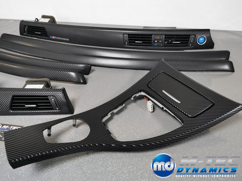 BMW E92 GLOSSY 4D BLACK CARBON INTERIOR TRIM SET CCC I-DRIVE