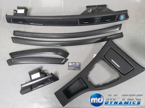 BMW E90 GLOSSY 4D BLACK CARBON INTERIOR TRIM SET