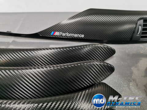 WRAPPING SERVICE - BMW F3X INTERIOR TRIM SET - DEEP TEXTURED GLOSSY CARBON / GLOSS BLACK ACCENT (MTD-TEX) - F30 F31 F32 F33 F36