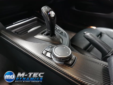 WRAPPING SERVICE - BMW F3X INTERIOR TRIM SET - DEEP TEXTURED GLOSSY CARBON / GLOSS BLACK ACCENT (MTD-TEX) - F30 F31 F32 F33 F36