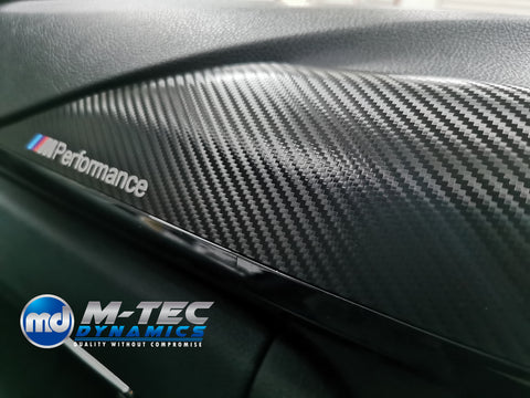 WRAPPING SERVICE - BMW F3X INTERIOR TRIM SET - DEEP TEXTURED GLOSSY CARBON / GLOSS BLACK ACCENT (MTD-TEX) - F30 F31 F32 F33 F36