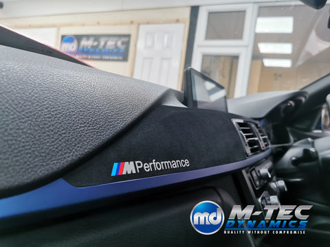 WRAPPING SERVICE - BMW F3X F8X CUSTOM INTERIOR TRIM SET - ALCANTARA / BLUE / 4D CARBON