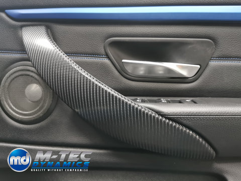 WRAPPING SERVICE - BMW F3X F8X CUSTOM INTERIOR TRIM SET - ALCANTARA / BLUE / 4D CARBON