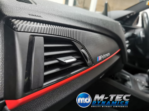 BMW F20 INTERIOR TRIM SET 4D CARBON / MATT RED ACCENT (CUSTOM)