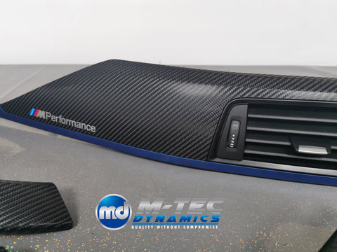 BMW F32 COUPE F82 M4 INTERIOR TRIM SET - 4D CARBON / BLUE ACCENT