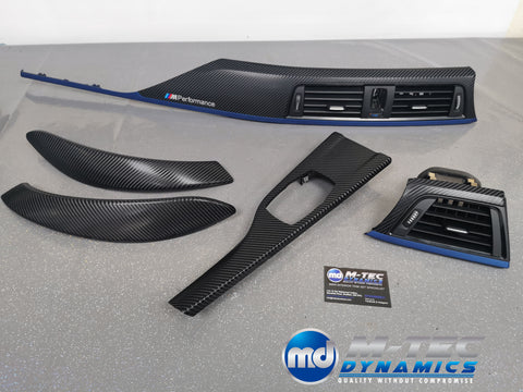 BMW F32 COUPE F82 M4 INTERIOR TRIM SET - 4D CARBON / BLUE ACCENT