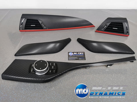 BMW F21 F22 TRIM SET 4D CARBON / MATT RED ACCENT