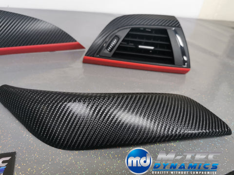 BMW F21 F22 TRIM SET 4D CARBON / MATT RED ACCENT