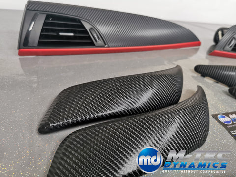 BMW F20 INTERIOR TRIM SET 4D CARBON / MATT RED ACCENT (CUSTOM)